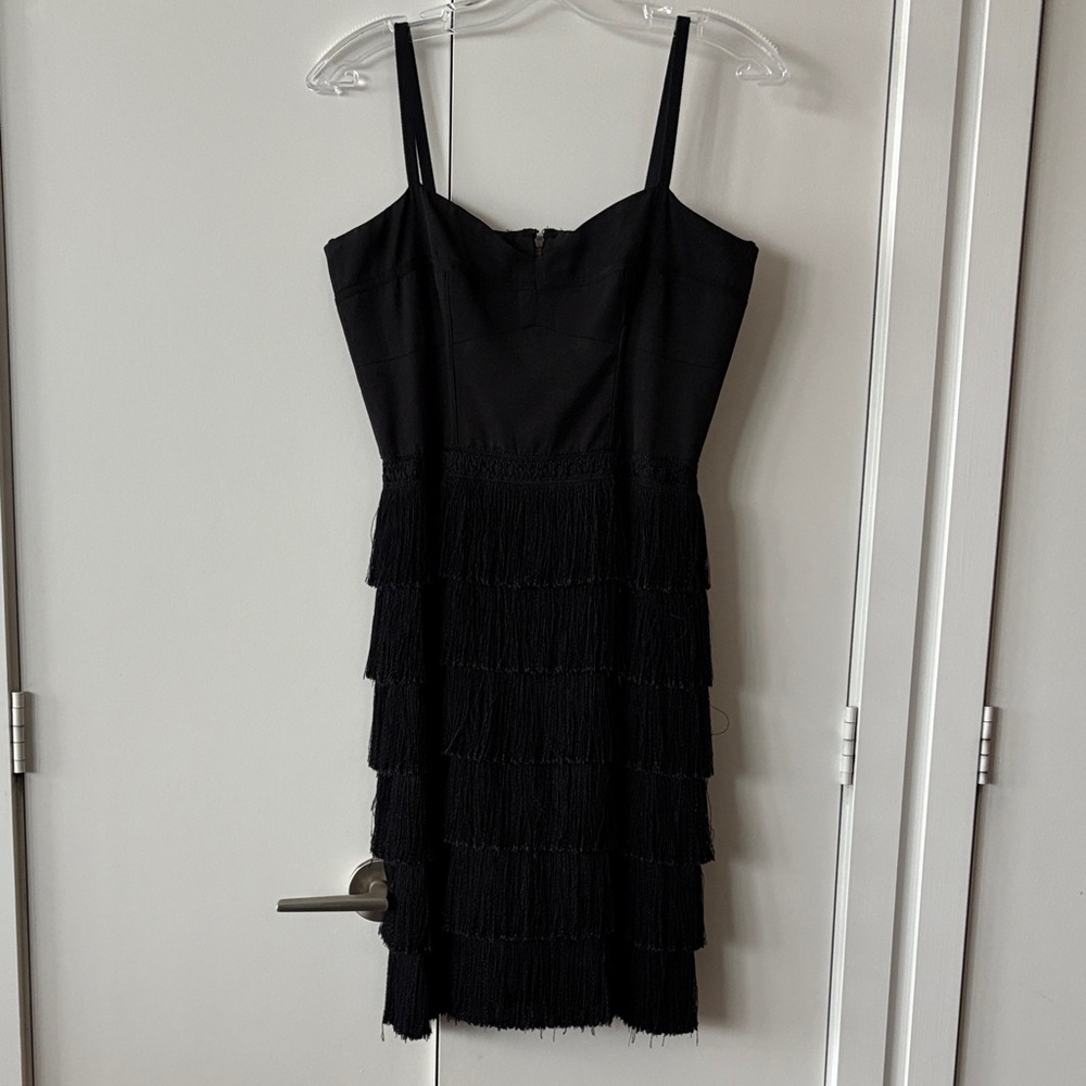 Obakki Elegant Black Fringe Dress